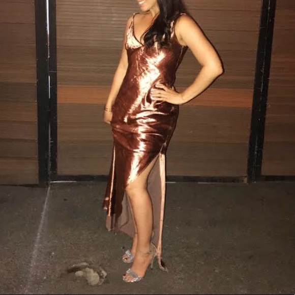 Express brown gold velvet maxi dress - Picture 5 of 5